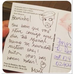 @brunohoera Quando o que vc precisava ler chega por um cartão postal. Obrigado, @marianacobra - vc não sabe a surpresa incrível que eu tive! #mesaecadeira #presentesp @brunohoera Quando o que vc precisava ler chega por um cartão postal. Obrigado, @marianacobra - vc não sabe a surpresa incrível que eu tive! #mesaecadeira #presentesp
